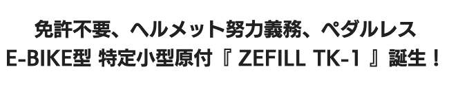 TK-1免許不要・ヘルメット努力義務・ペダルレス